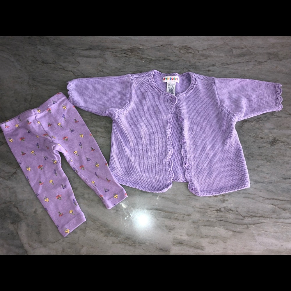 Gymboree Lavender Sweater and Matching Leggings Size 6-12 Months